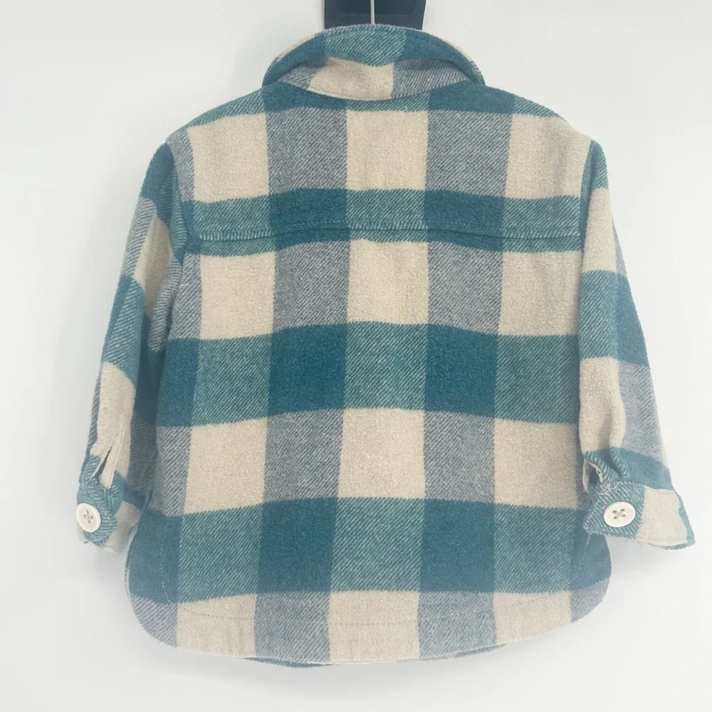 Zara Kids Boys Plaid Flannel Wool Blend Shacket Overshirt Shirt Jacket Size 2-3Y
